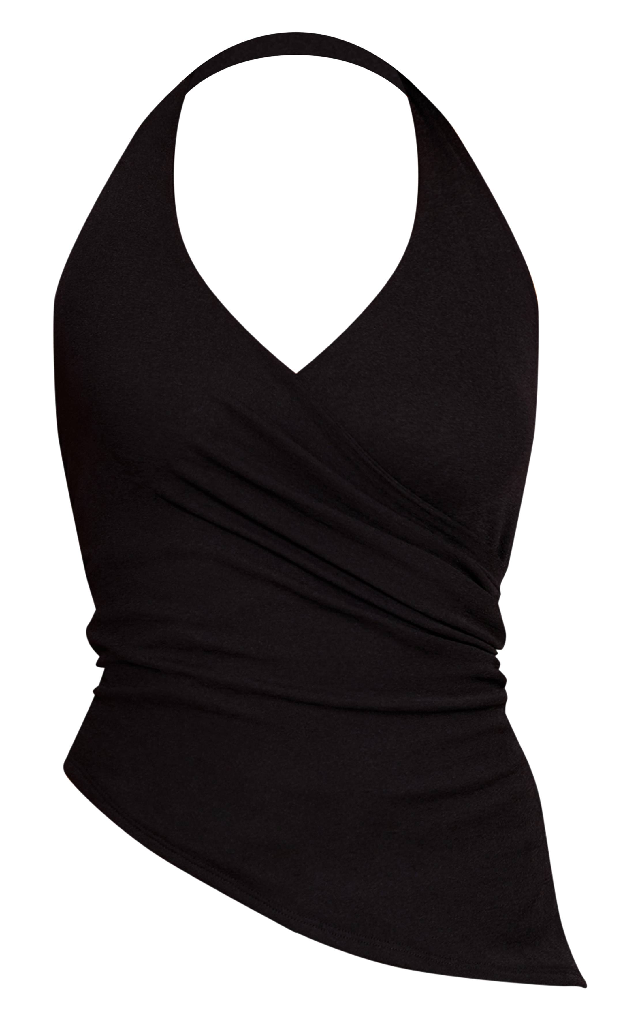 Noir Top En Mesh Effet Dévoré Avec Détail Plongeant