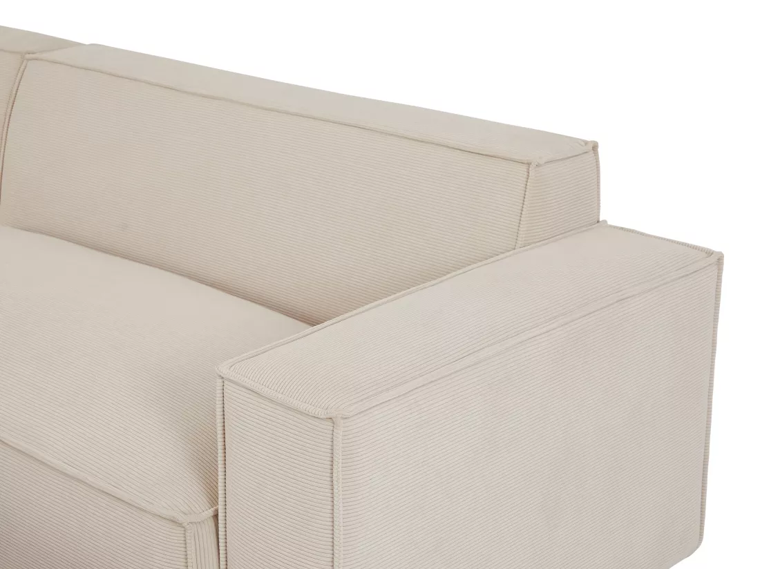 Grand canapé d'angle gauche et pouf en velours côtelé beige BORORE de Pascal Morabito