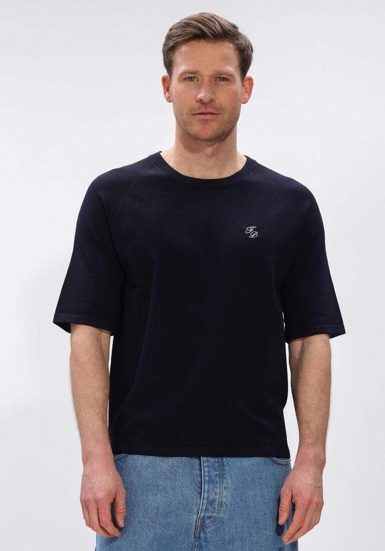 donkerblauwe filling pieces t-shirt knit t-shirt raglan