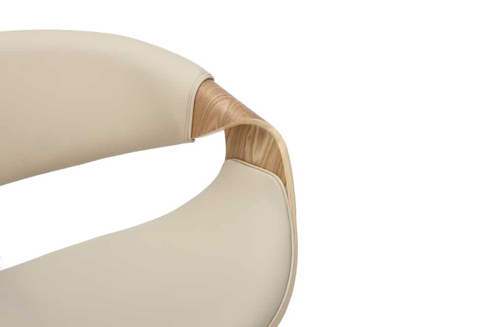 Höhenverstellbarer Barhocker ORGANIC natur Eiche creme beige Kunstleder mit Armlehne