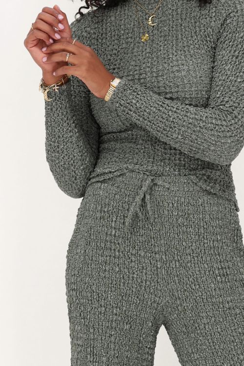 Groene wide leg broek met structuur