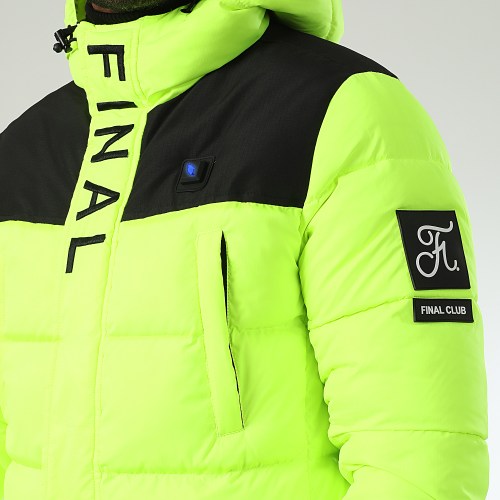 Doudoune Longue Chauffante Comme Des Loups X Final Club Dark Interstellar Limited Jaune Fluo