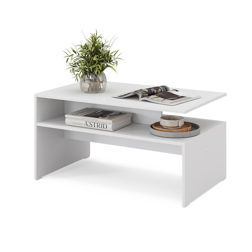 Vicco Couchtisch Albin Weiß 92 x 48 cm mit Ablage