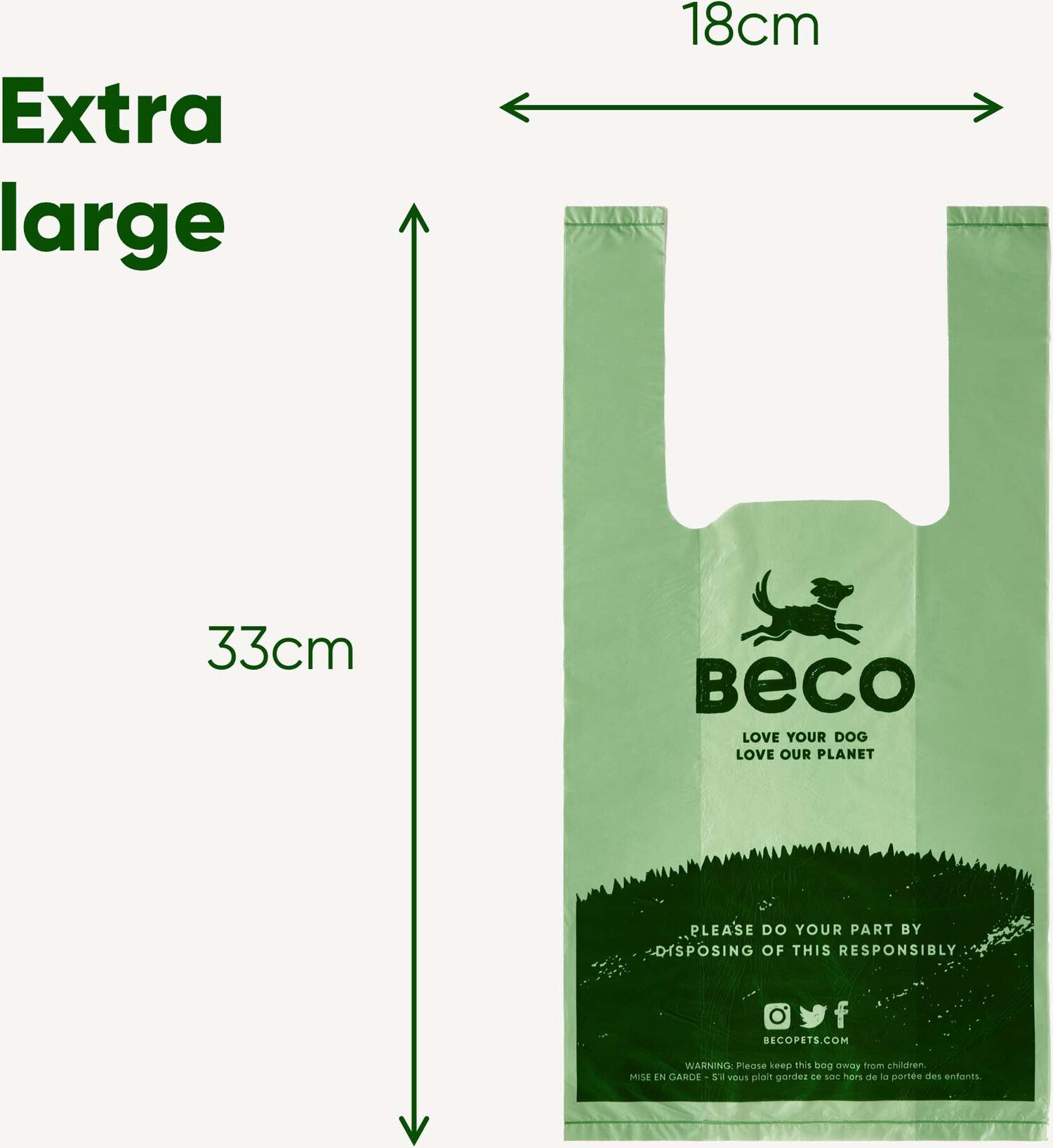 Beco poepzakjes met handvat groen 120 stuks