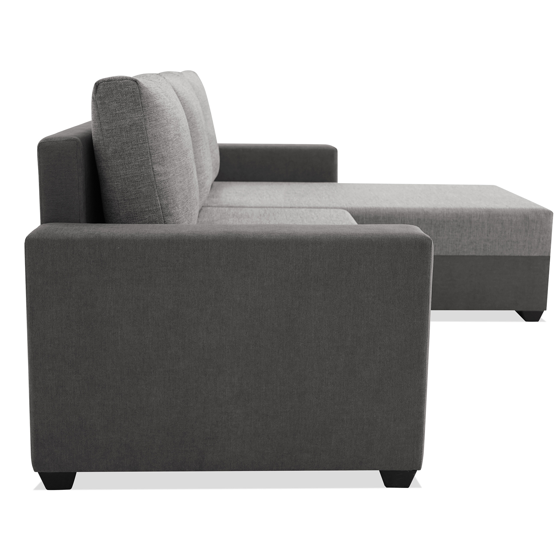 Ecksofa - pewter-grau - Liegefunktion - Staukasten - Ottomane rechts