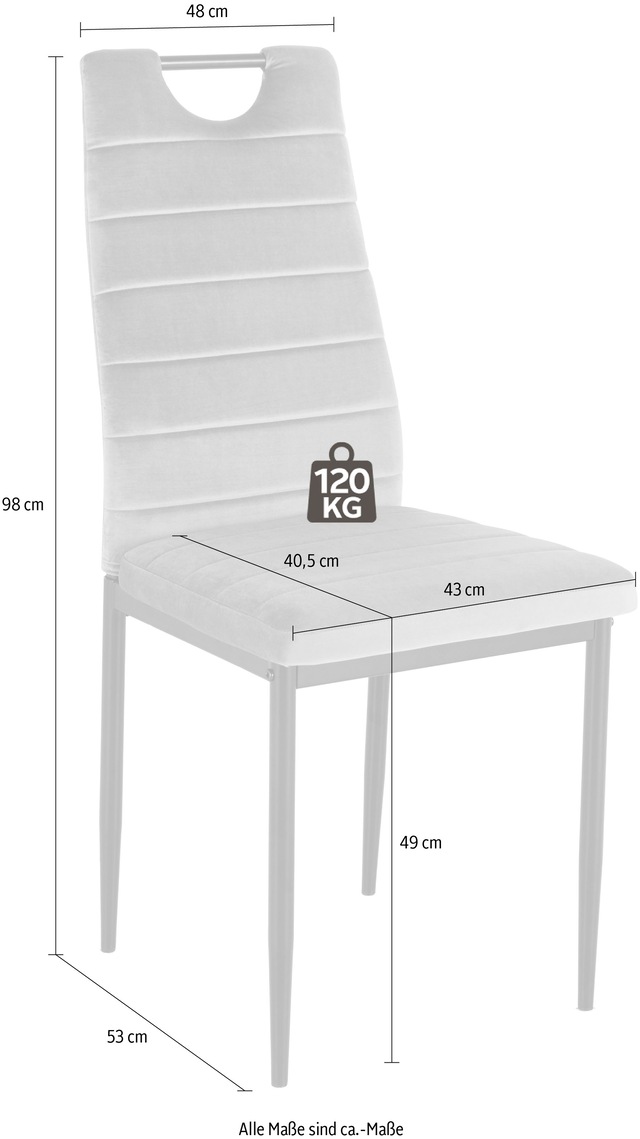 INOSIGN Esszimmerstuhl (Set) 4 Stk.(2 oder 4 Stück) mit Samtbezug, Rückenlehne mit Griff zum Zurückziehen