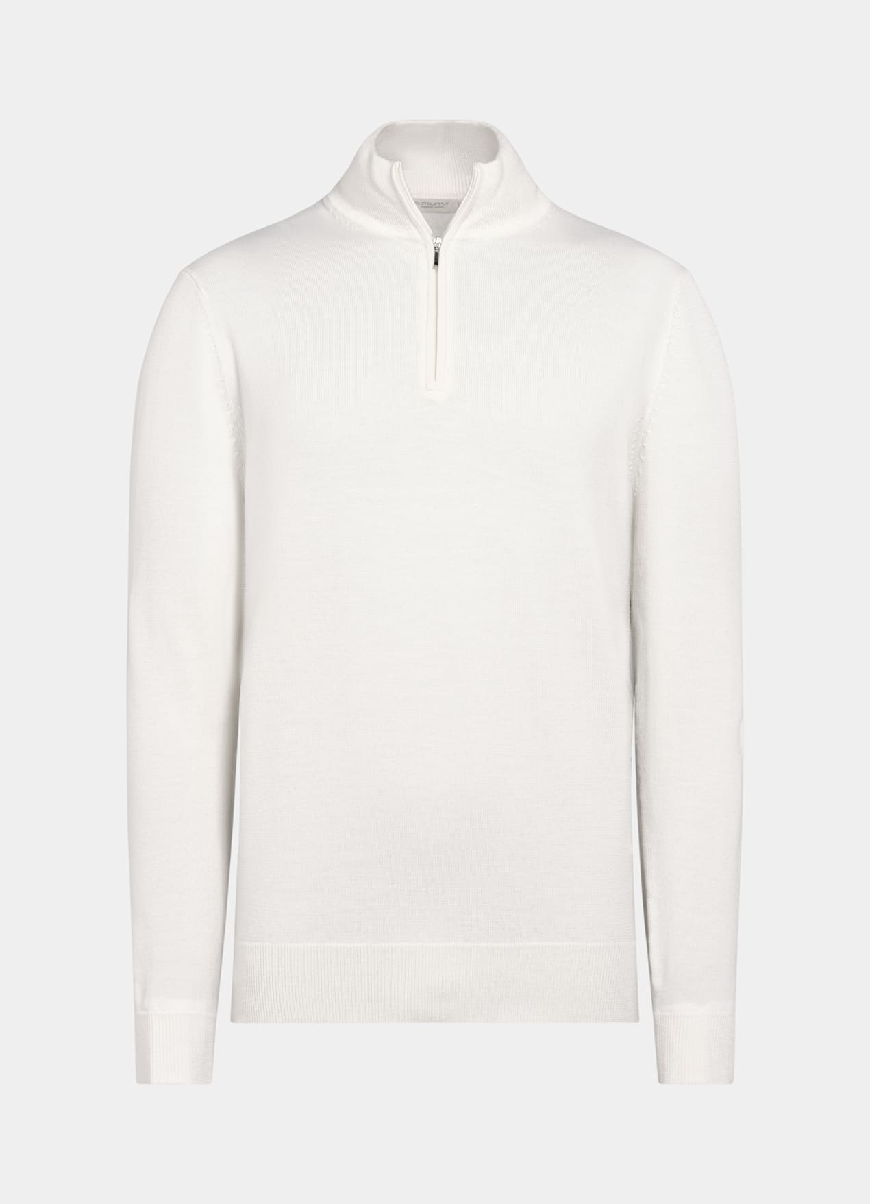 Pull semi-zippé Merino blanc cassé