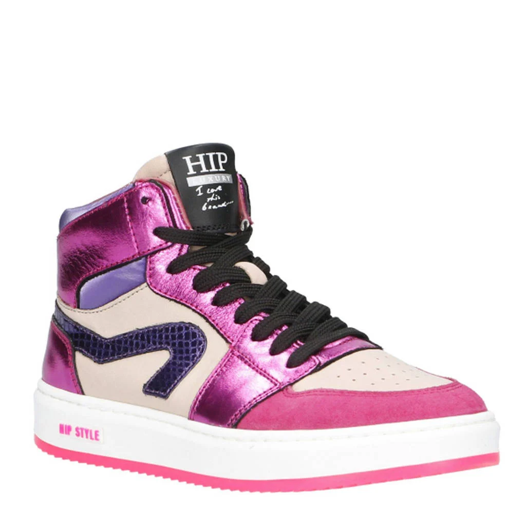 Hip leren sneakers roze