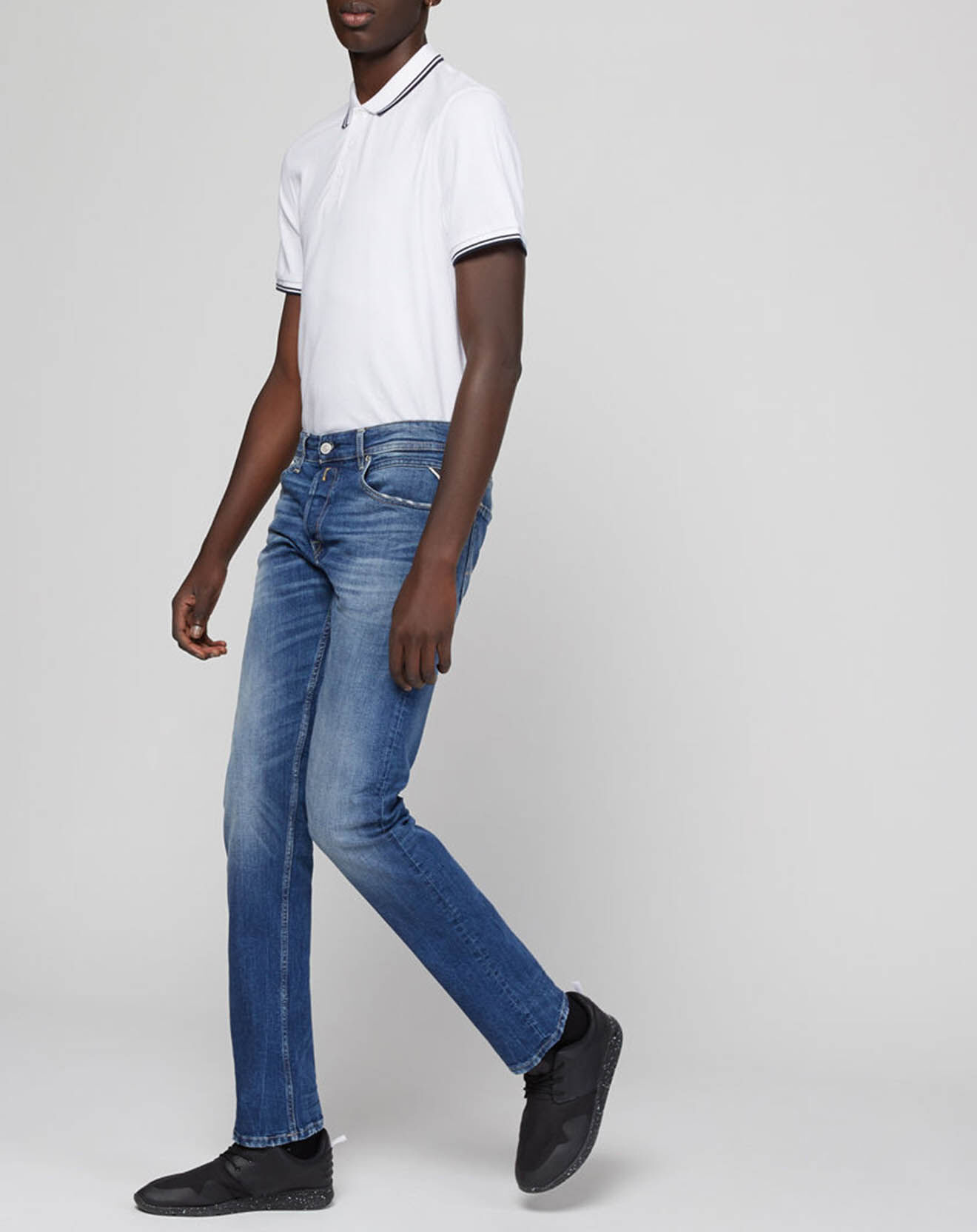 Replay Jean ajusté stretch Grover Délavé bleu
