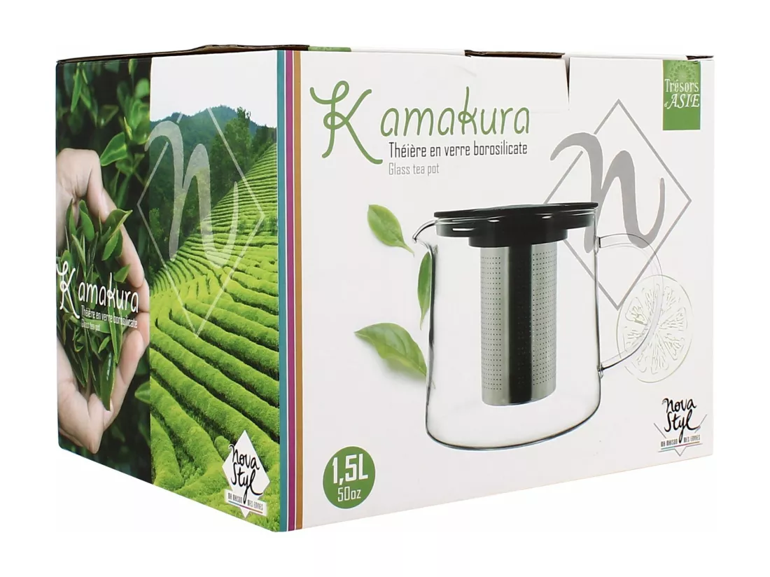 Novastyl - Theiere Kamakura 1.5l En Verre Avec Infuseur En Acier Inoxydable
