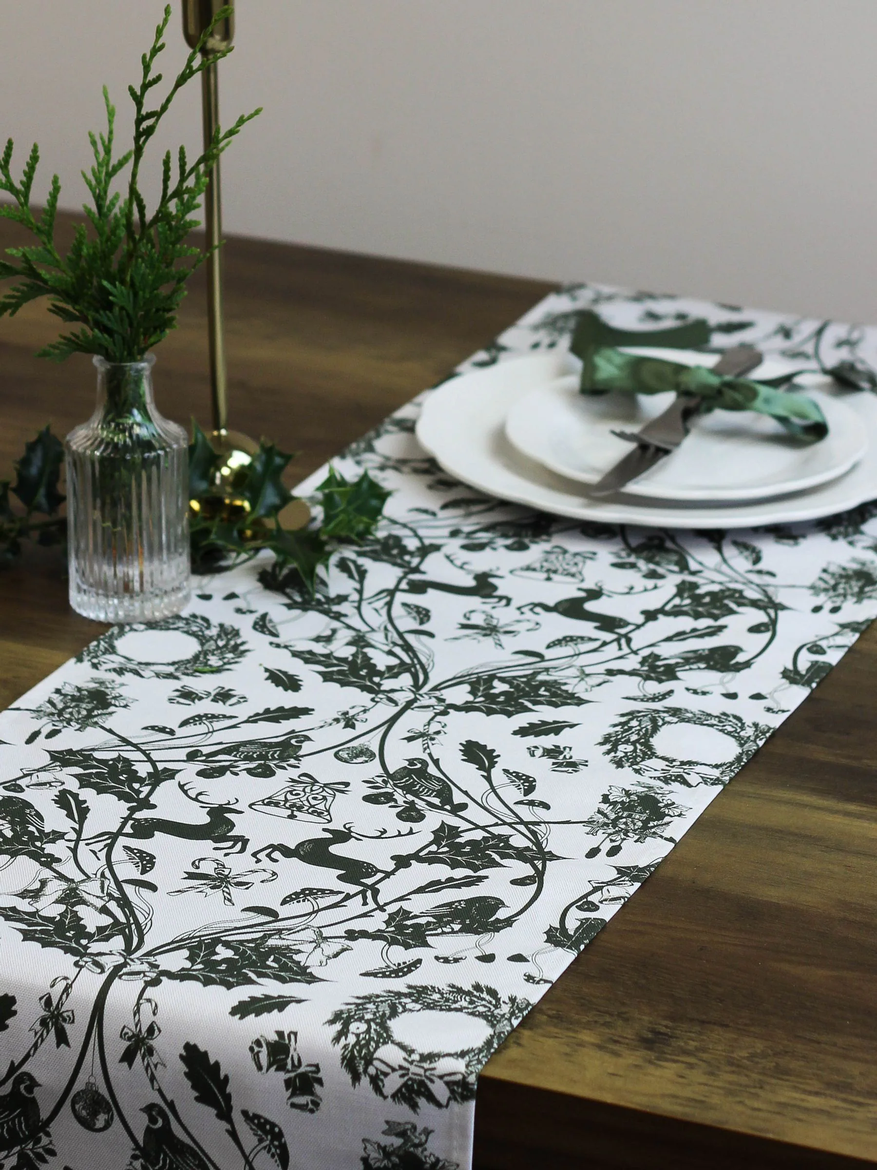Avalon Home Stag 100% katoenen Kerstmis tafelloper