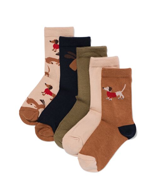 chaussettes en coton teckel - 5 paires marron