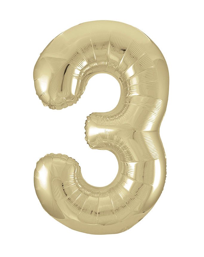 3 Jaar Cijfer Ballon Goud Glans Leeg 86cm
