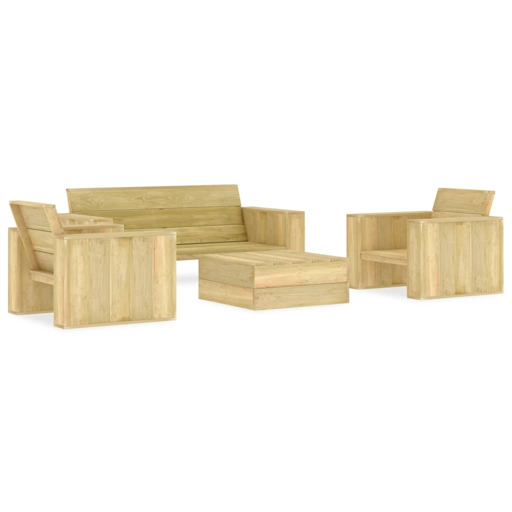 Salon de jardin meuble d'extérieur ensemble de mobilier 4 pièces bois de pin imprégné