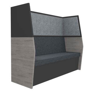 Banquette acoustique IN'TEAM - L170 x H 150 x P170 cm - 3 places - structure chêne gris et carbone - panneaux gris chiné