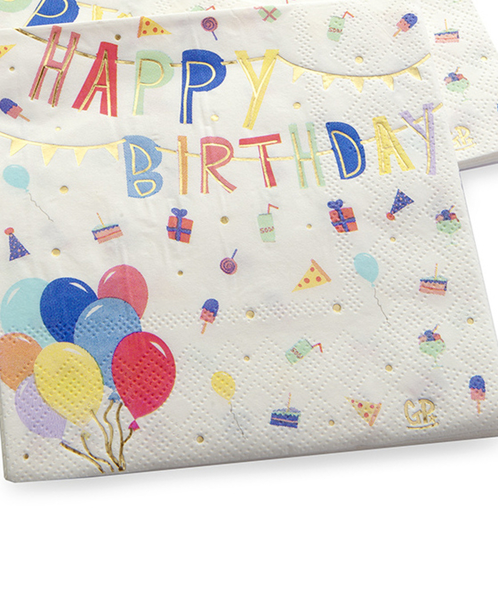 GREAT PRETENDERSLOT DE 20 SERVIETTES ANNIVERSAIRE MULTICOLORE