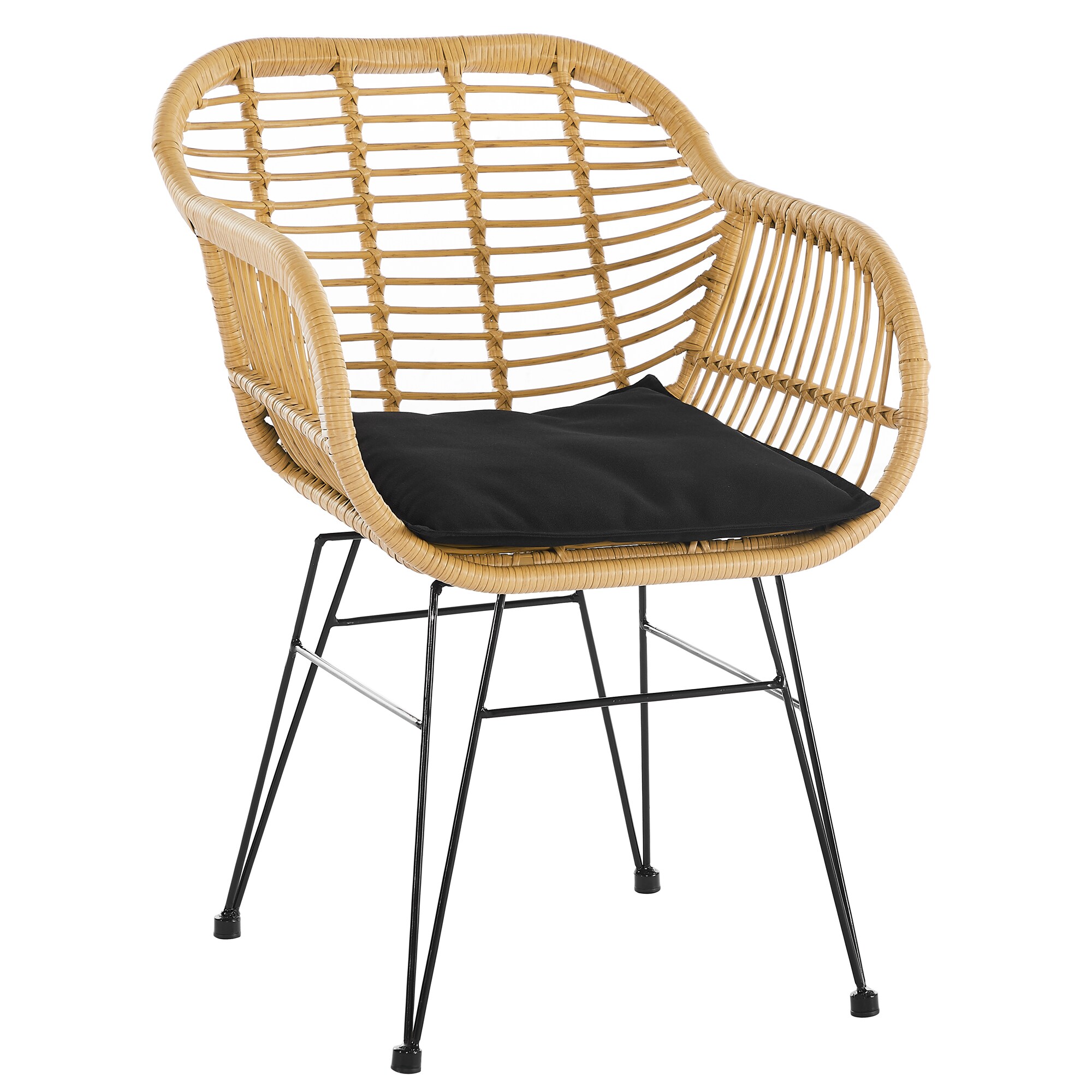 Armlehnstuhl Rattanoptik 2er Set natur Esszimmerstuhl Wohnzimmer Stuhl Stühle