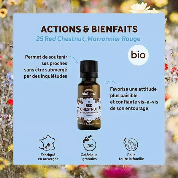 Biofloral 25 Grânulos de Castanha Vermelha Orgânicos - Floral de Bach 19,5g