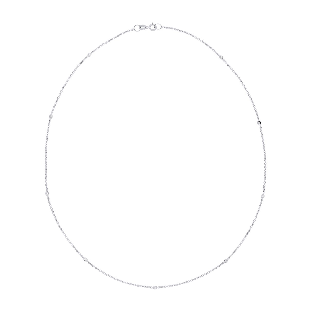 Collier Or Blanc alterné Diamants 0,10 Cts