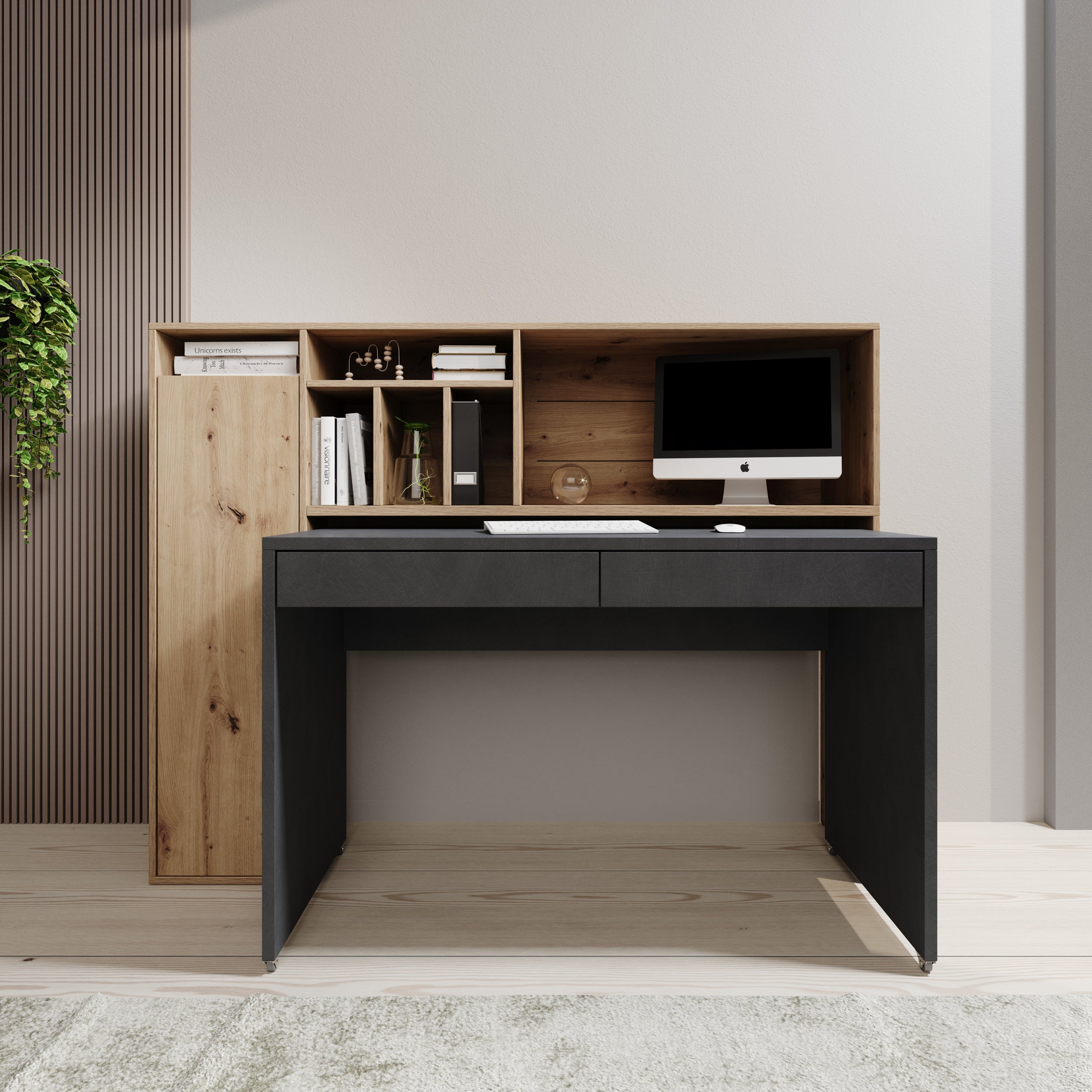 Taroa - Bureau - Eikenpatroon/Grijs - 154x55x119 cm