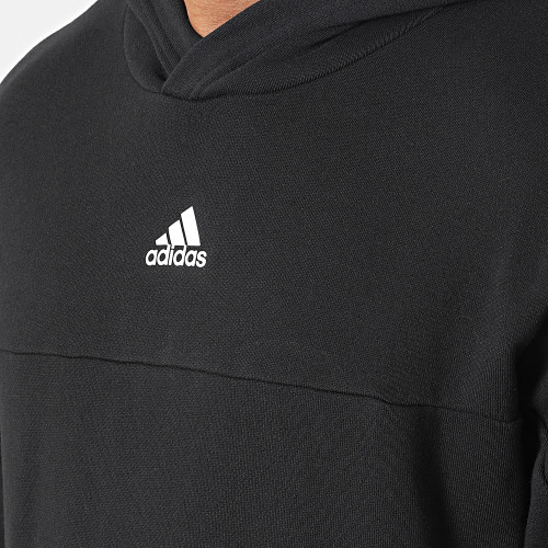 Sweat Capuche A Bandes BL IC6788 Noir