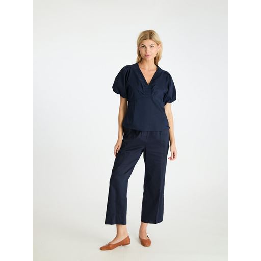Neo Noir Irina Poplin Bluse, Navy, 34