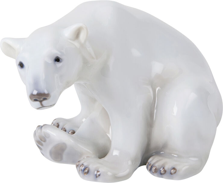 Royal Copenhagen Figurine Isbjørn, siddende 12 cm Hvid