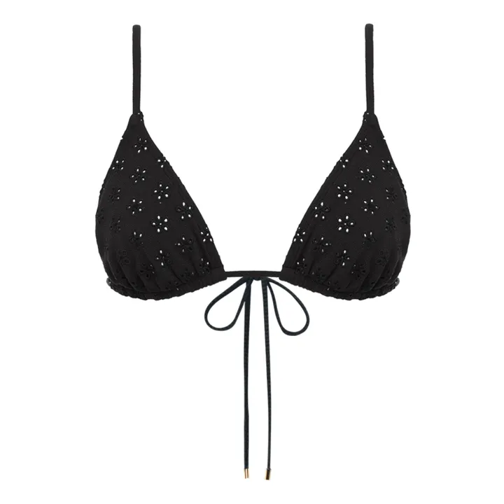 Peony Haut de Maillot Broderies String | Noir