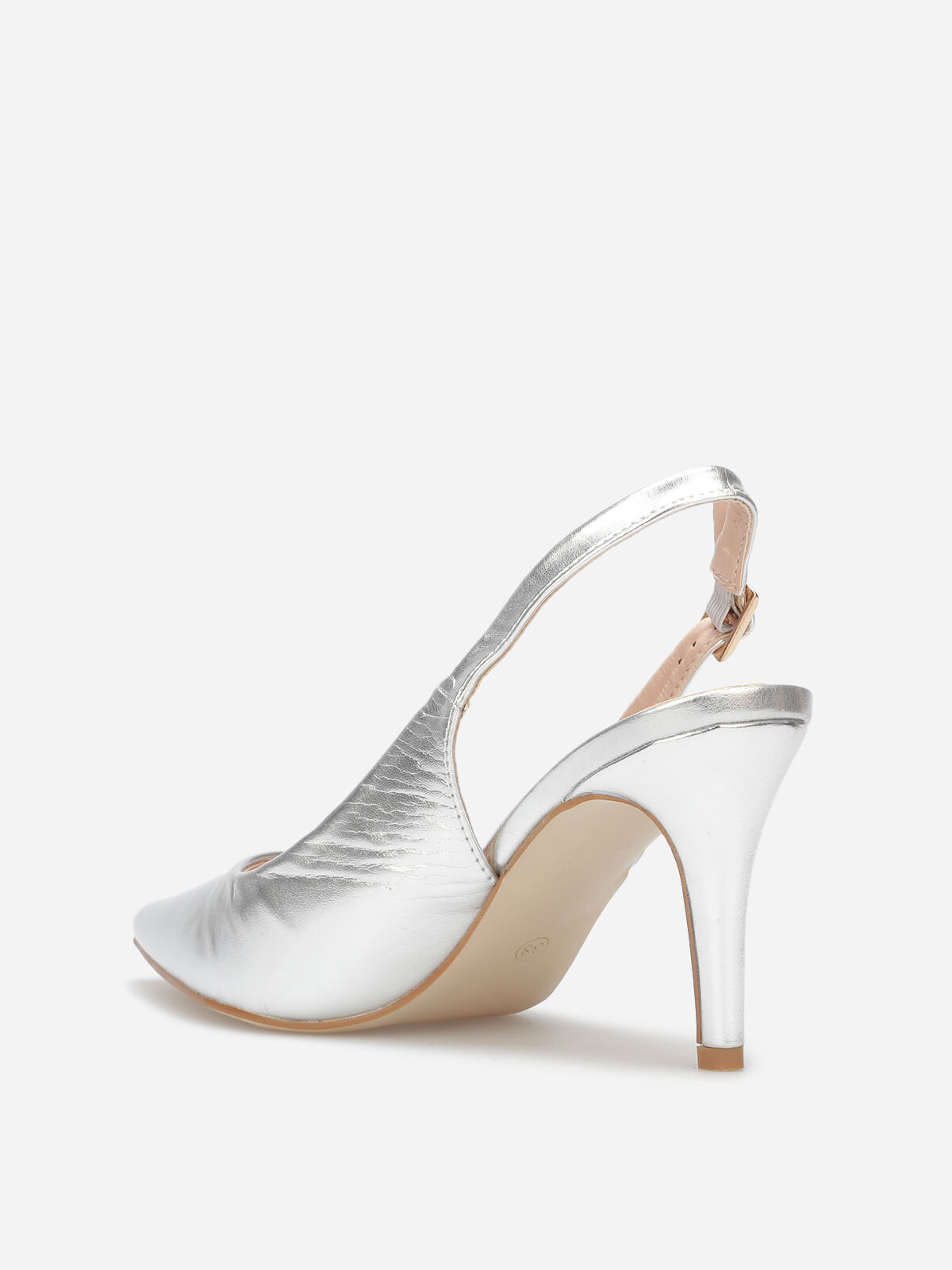 Escarpins slingback à bout pointu- Argenté
