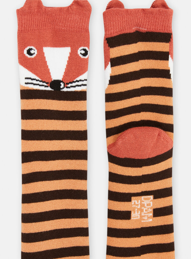 Chaussettes orange et noir à imprimé à rayures pour garçon