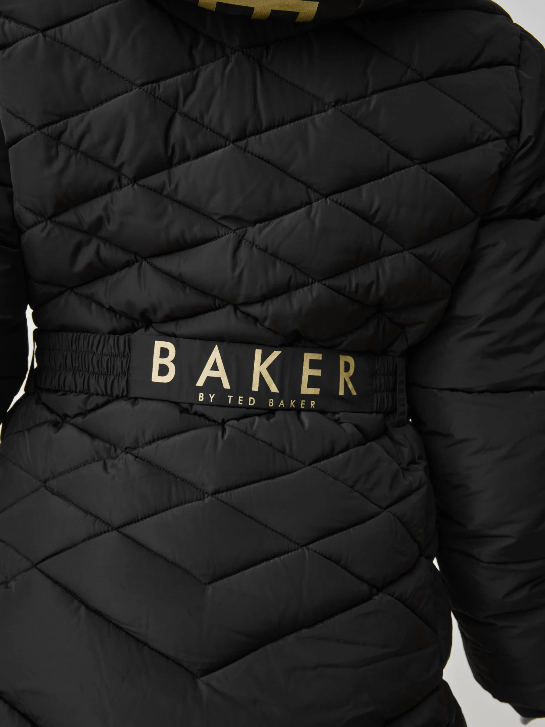 Zwart - Baker by Ted Baker - Regenbestendige halfzware gevoerde jas met ceintuur