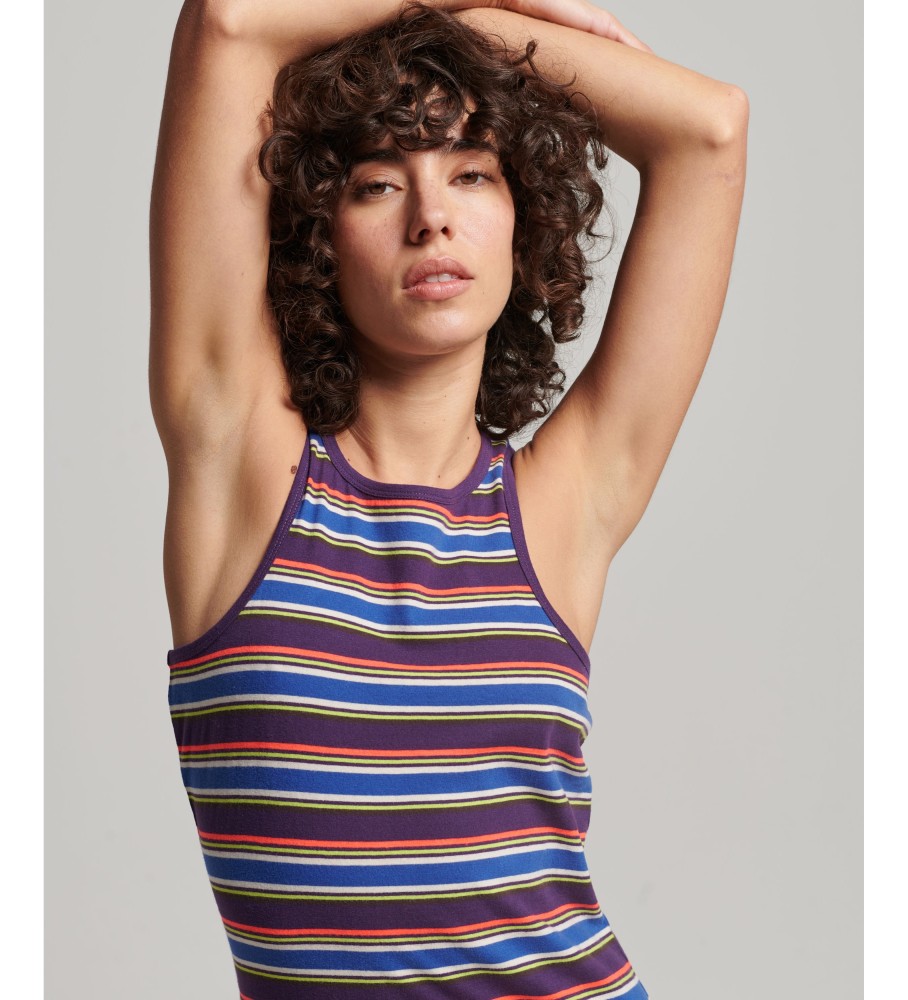 Vestido Superdry Vintage Stripe Racer Logo Marrom