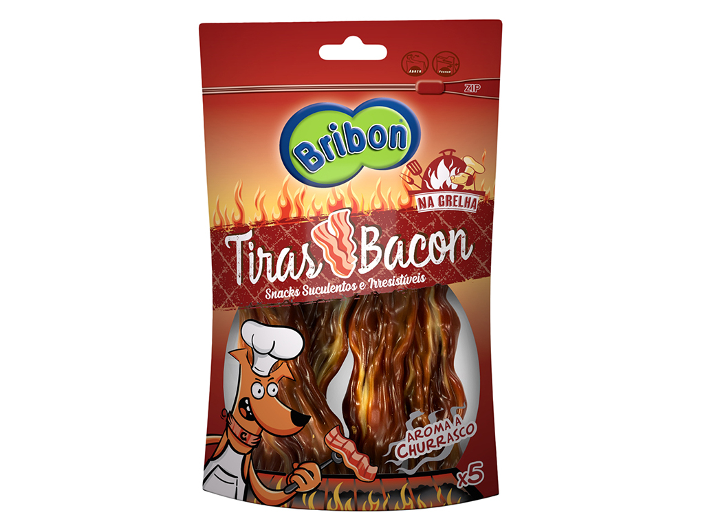 SNACK CÃO BRIBON NA GRELHA TIRAS BACON 5 UNIDADES