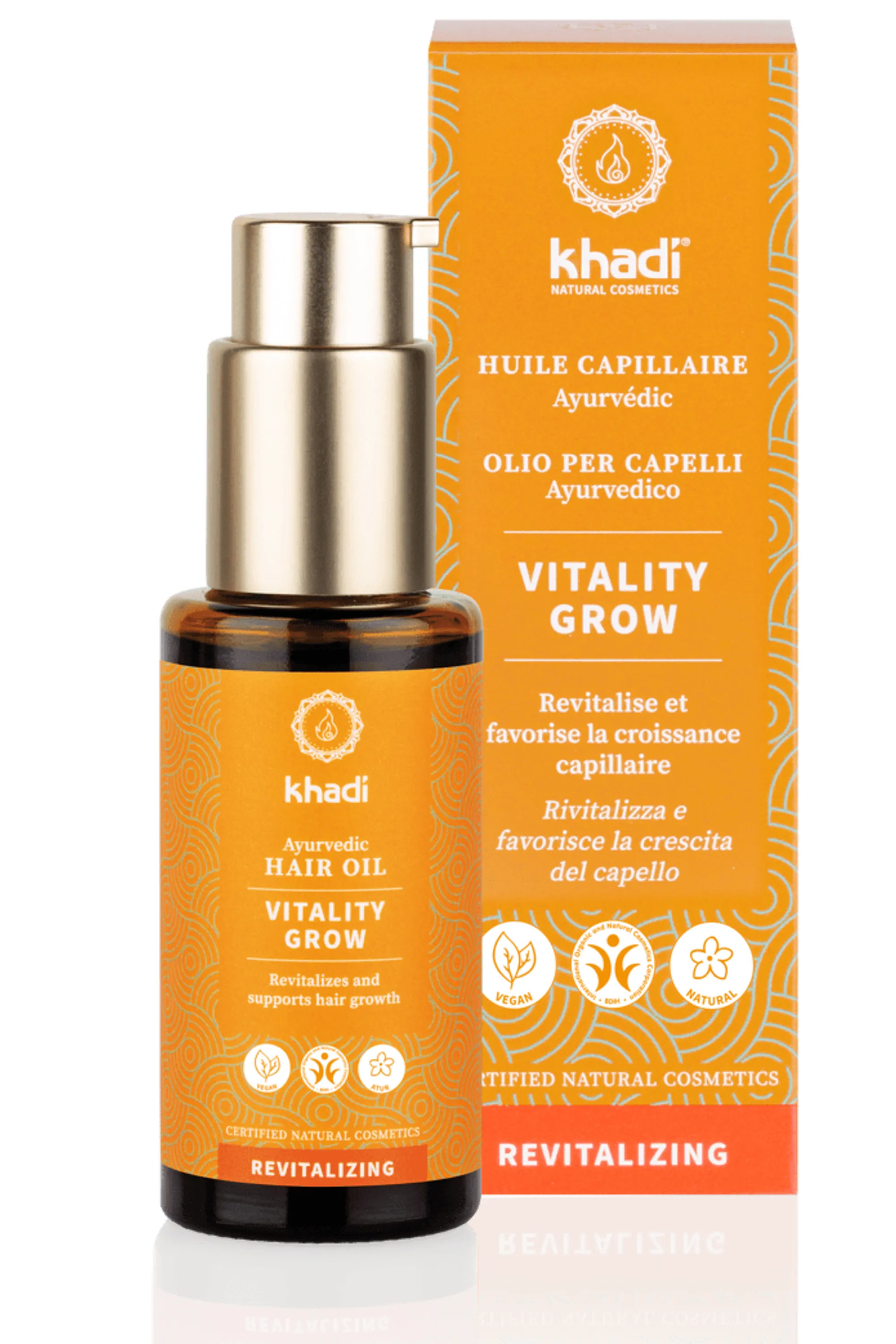 KHADI Huile capillaire renforcement cheveux Vitality Grow-50 ml