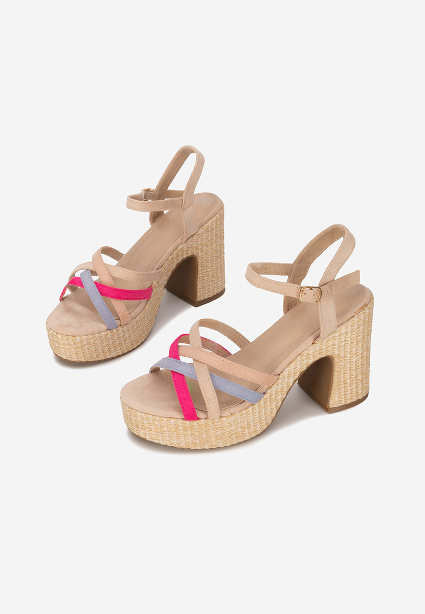 Sandales à talon épais et plateau multicolores Soka