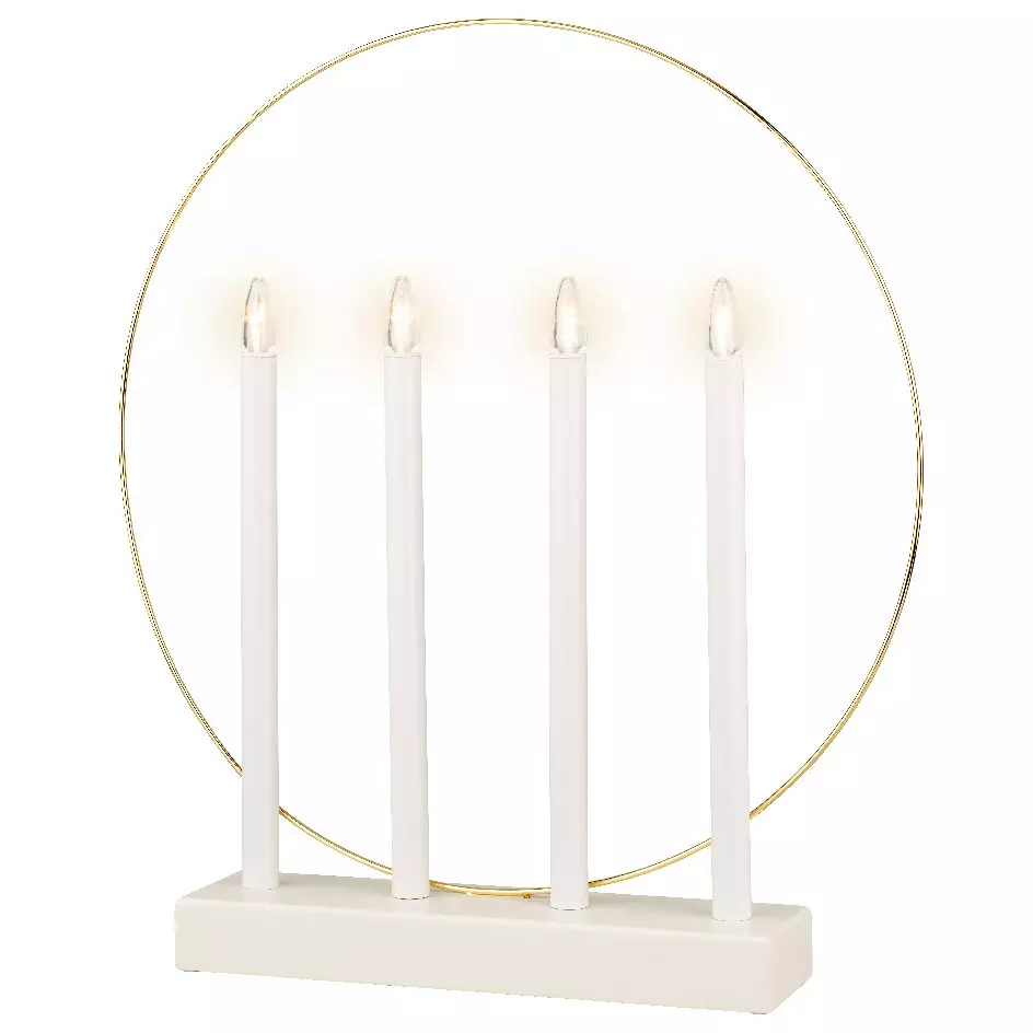 Bougeoir lumineux à piles 4 LED (H40 cm) Cercle Blanc chaud