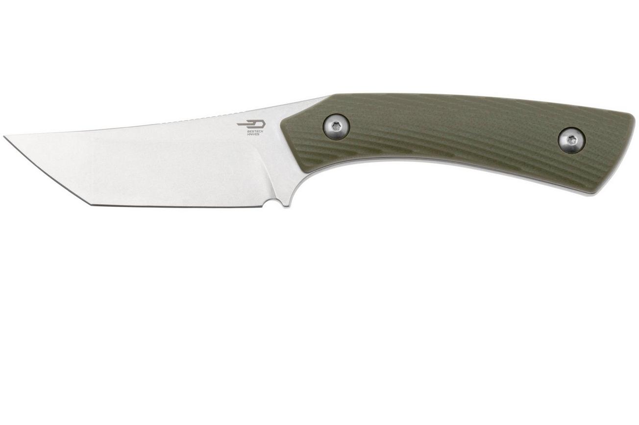 Bestech STEP BFK06B Stonewashed D2, Green G10, vaststaand mes