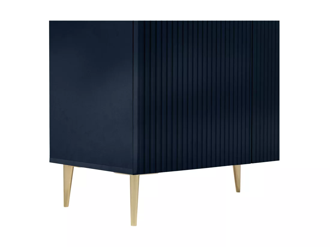 Buffet avec 4 portes en MDF et acier - Bleu et doré - YESINIA