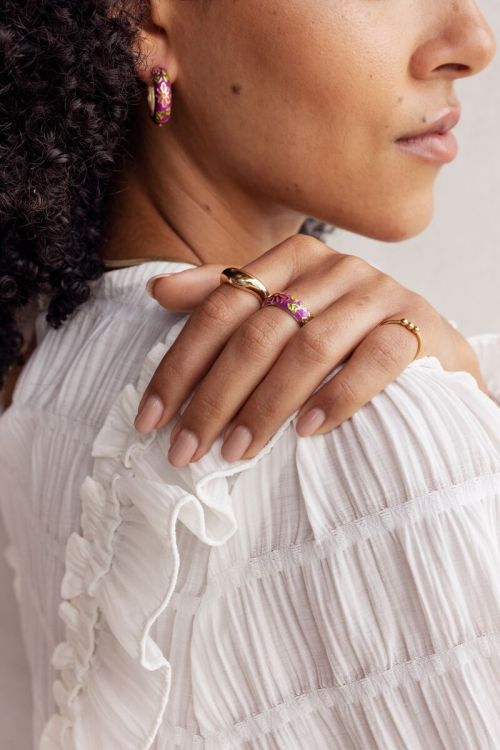 Sunrocks paarse ring met bloemen