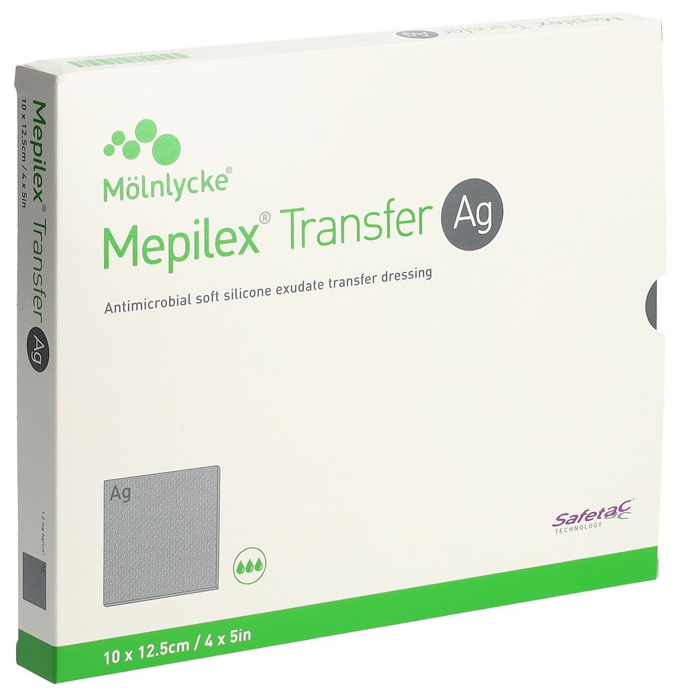 MEPILEX Transfer Ag Drainageverband 10x12.5cm 5 Stk
