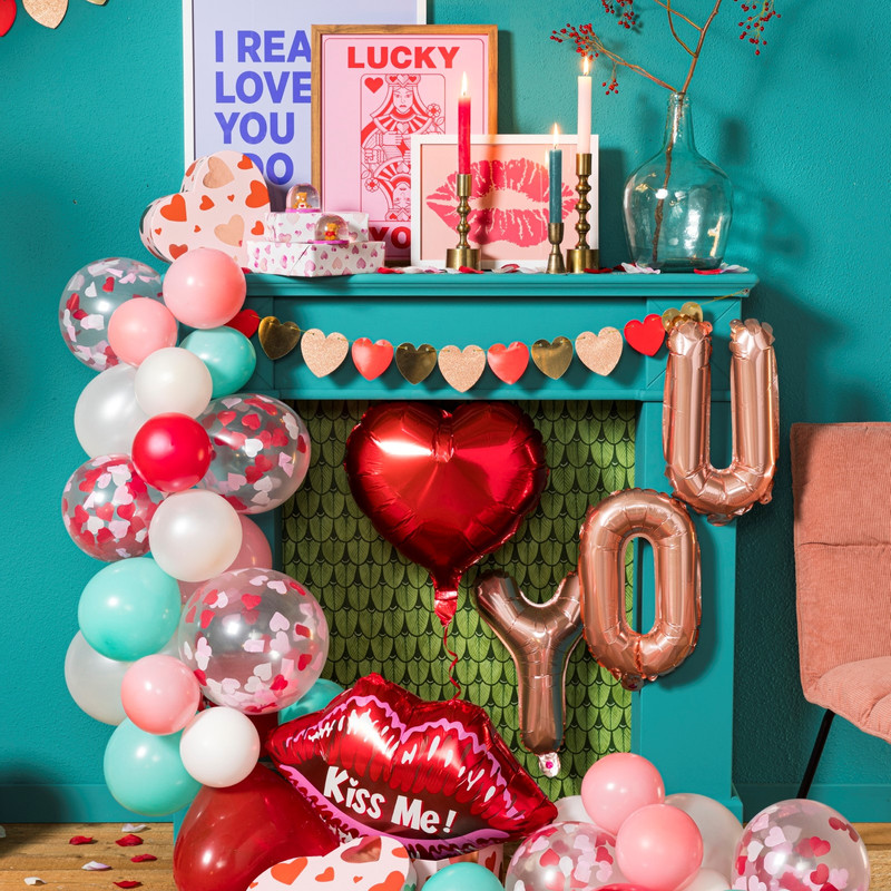 Ballon confetti - hartjes - set van 6