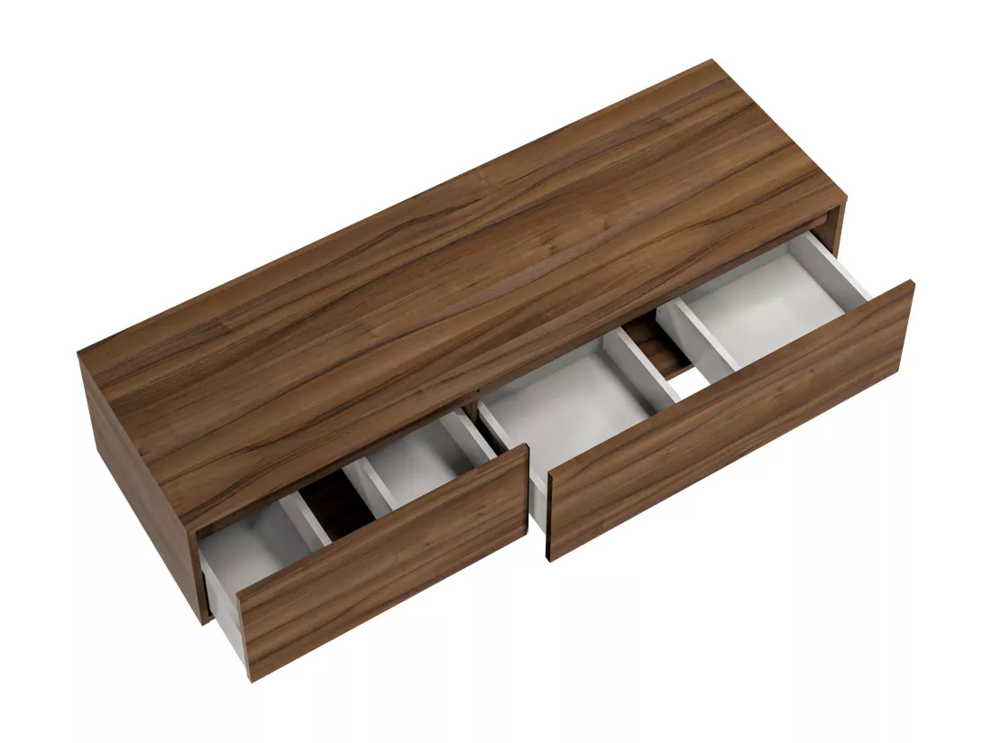 Meuble sous vasque suspendu - Coloris naturel foncé - L150 cm - ISAURE II