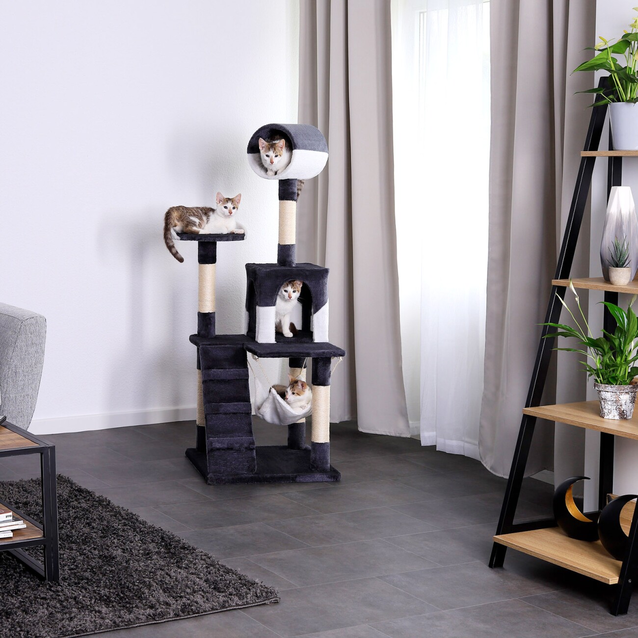 Lionto Kratzbaum, Höhe 133 cm grau/ weiß