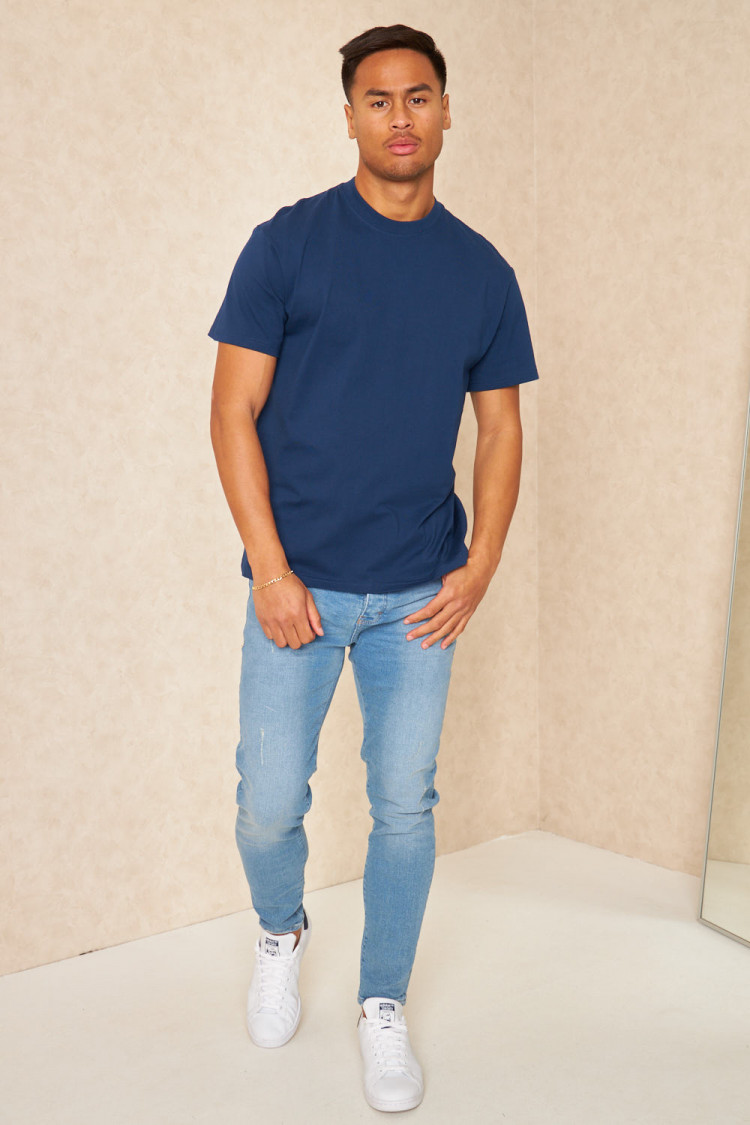 T-shirt basique manches courtes bleu foncé
