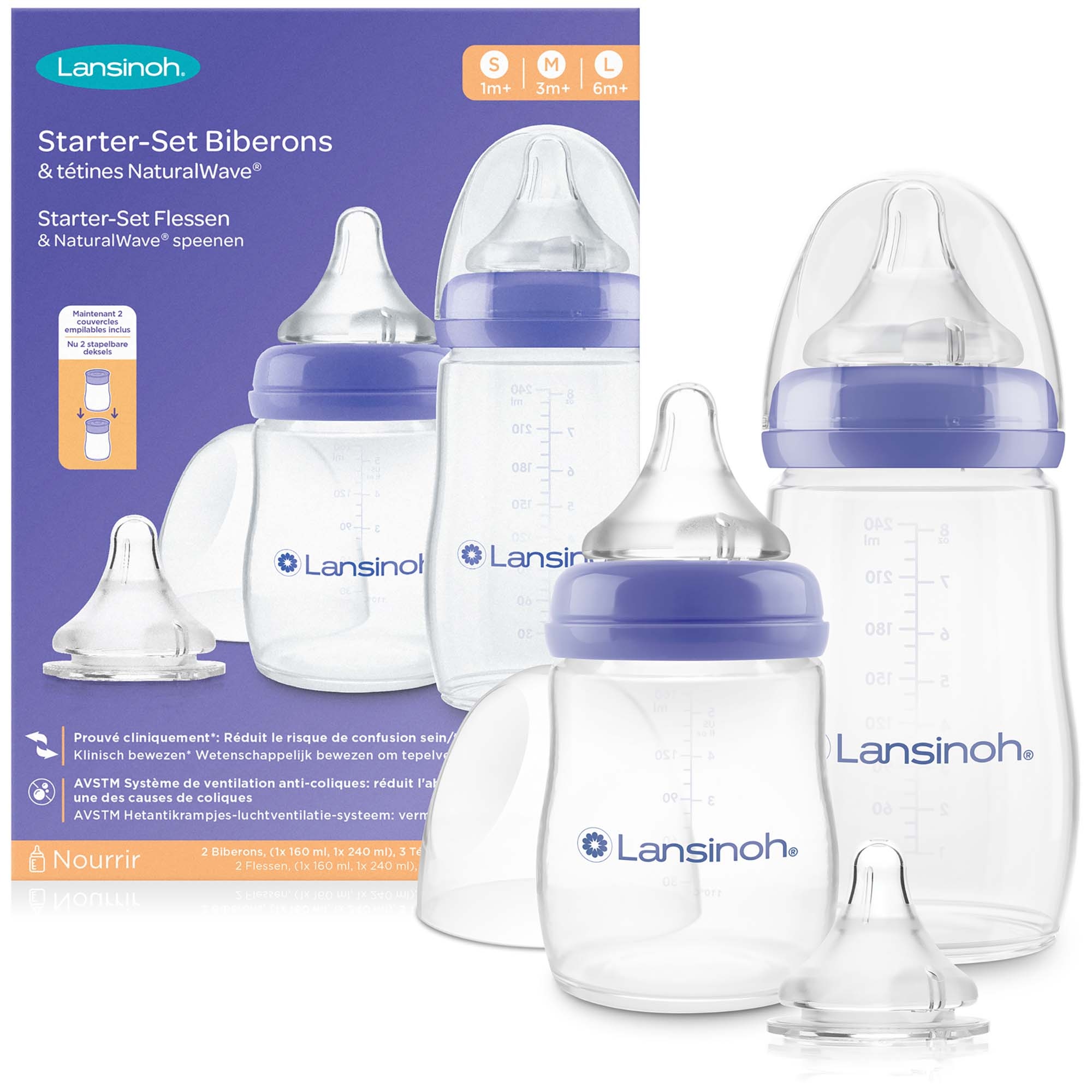 Lansinoh babyfles starterset Natural Wave - startersets - Prénatal