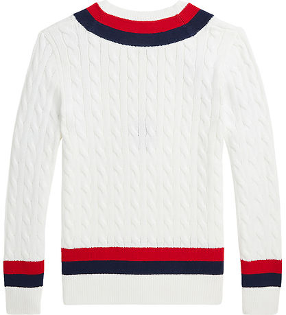 Polo Ralph Lauren Bluse - Strik - Deckwash White m. Navy/R?d
