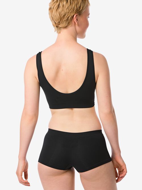 boxer femme sans couture côtelé noir