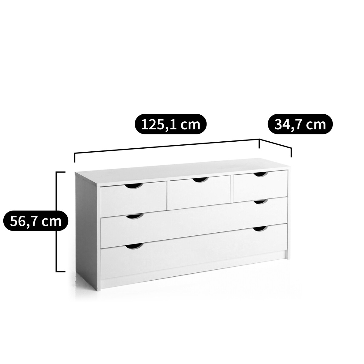 SO'HOME<br>Cômoda com 5 gavetas, pinho maciço, Crawley