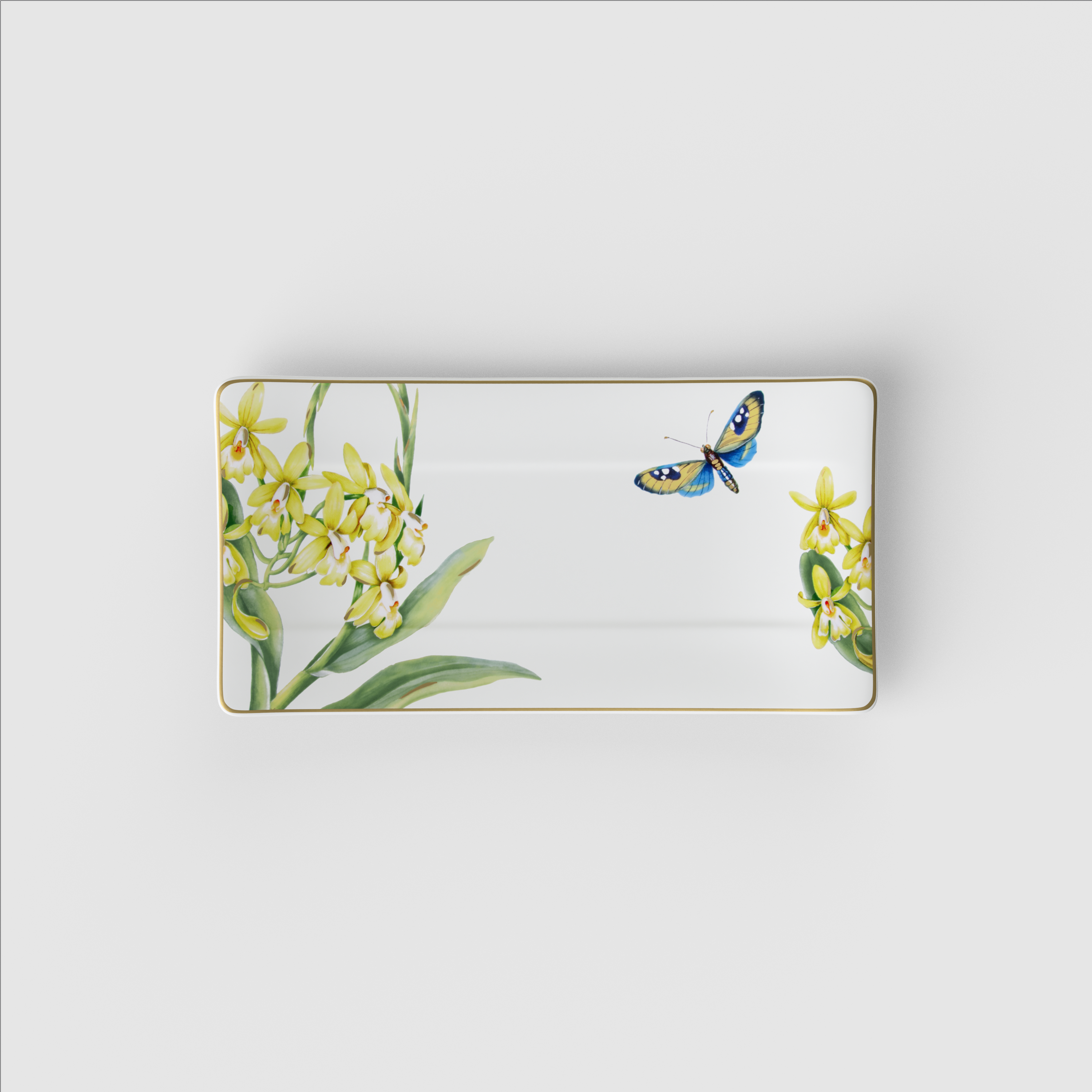 Amazonia Serving tray Multi-colored, 13.7'' x 7.1'', Premium Bone Porcelain