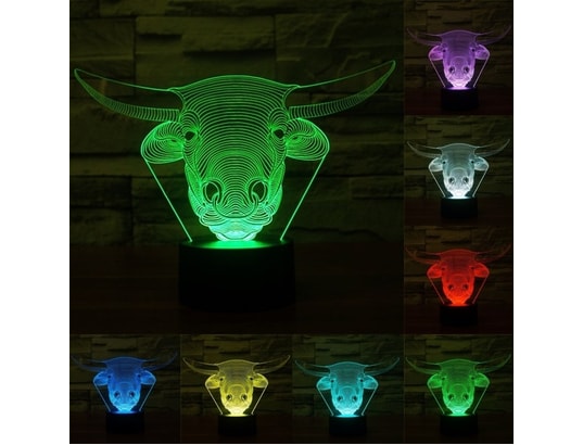 YONIS - Lampe à poser Lampe De Décoration Maison 3d Vache Ampoules Led 7 Couleurs...